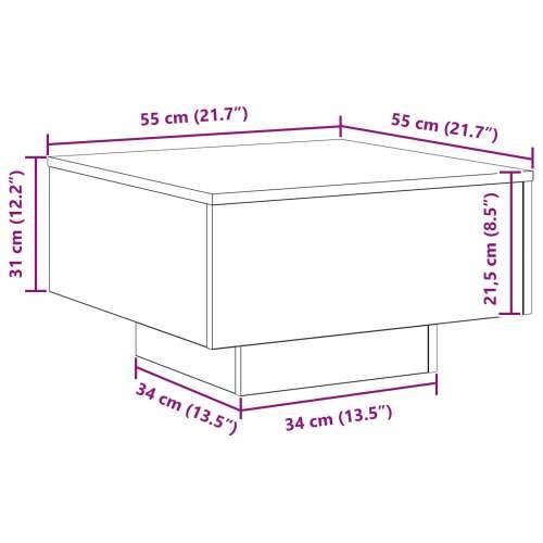Stolić za kavu s LED svjetlima Crna hrastovina 55x55x31 cm Cijena