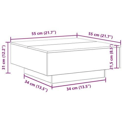 Stolić za kavu s LED svjetlima Staro drvo 80x80x31 cm Cijena