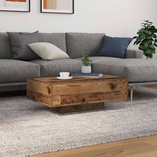 Stolić za kavu s LED svjetlima staro drvo 85x55x31 cm Cijena