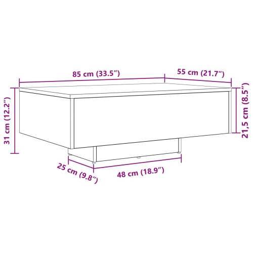 Stolić za kavu s LED svjetlima u boji hrasta 85x55x31 cm Cijena