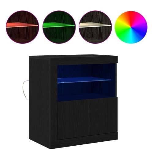 Komoda s LED svjetlima Crna Hrast 60,5x37x67 cm Cijena