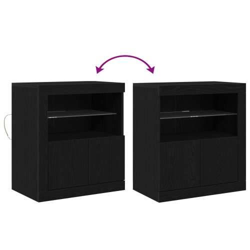 Komoda s LED svjetlima Crna Hrast 60,5x37x67 cm Cijena