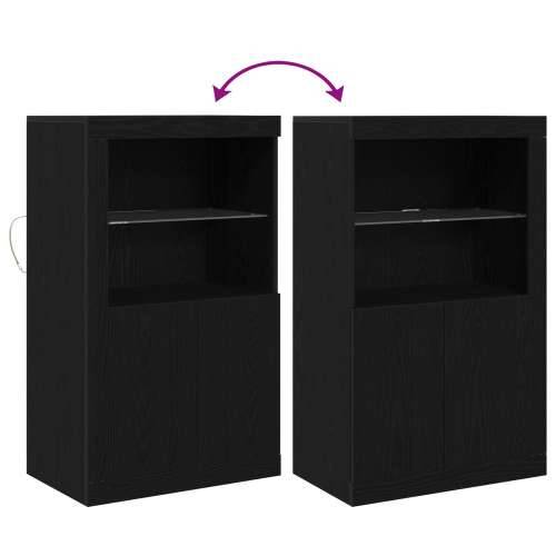 Sideboard s LED svjetlima Crni hrast 60,5x37x100 cm Cijena