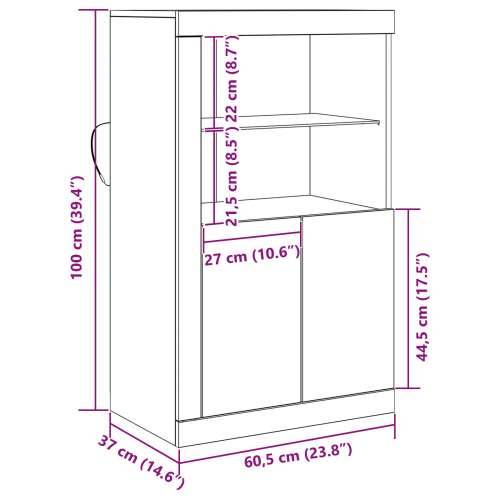 Sideboard s LED svjetlima Crni hrast 60,5x37x100 cm Cijena