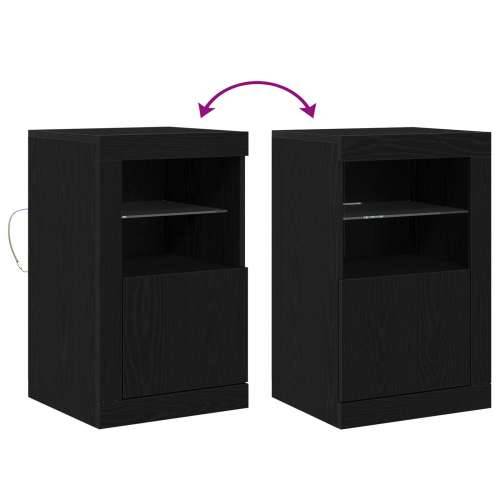 Sideboard s LED Osvjetljenjem Crno Hrast 41x37x67 cm Cijena