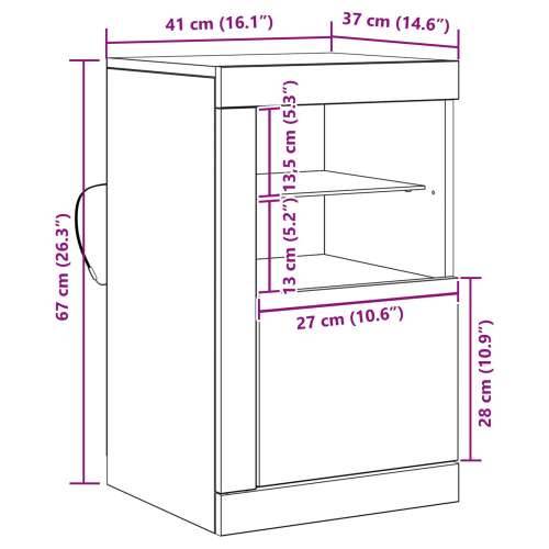 Sideboard s LED Osvjetljenjem Crno Hrast 41x37x67 cm Cijena