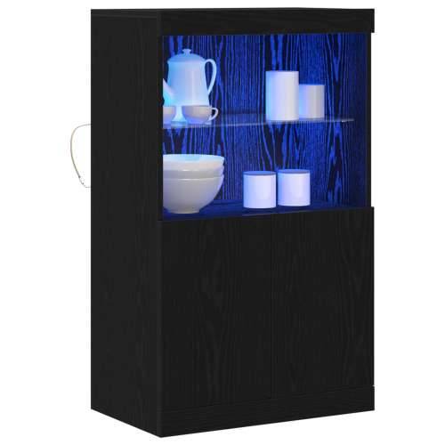 Komoda s LED svjetlima Crna Hrast 60x37x100 cm Cijena