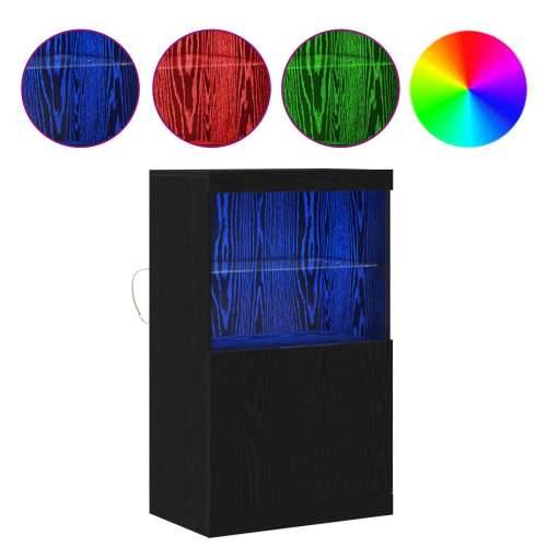 Komoda s LED svjetlima Crna Hrast 60x37x100 cm Cijena