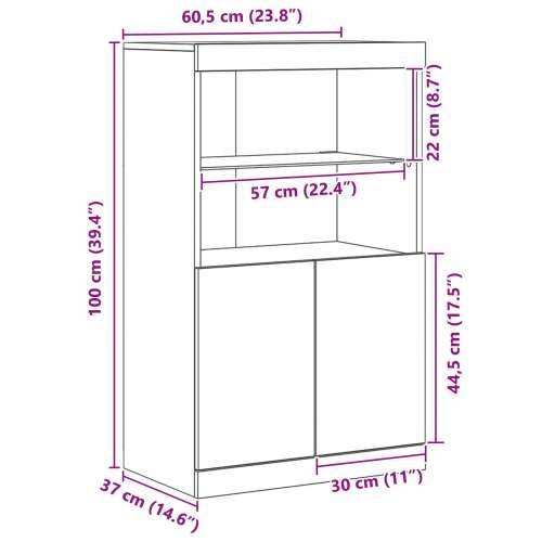 Komoda s LED svjetlima Crna Hrast 60x37x100 cm Cijena