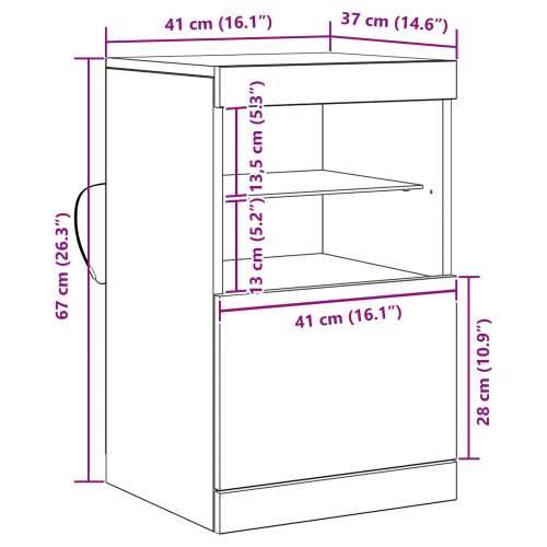 Komoda s LED svjetlima Stari drvo 41x37x67 cm Cijena