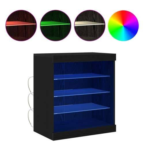 Sideboard s LED svjetlima Crni hrast 60,5x37x67 cm Cijena