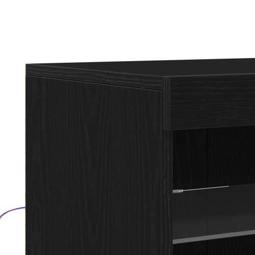 Sideboard s LED svjetlima Crni hrast 60,5x37x67 cm Cijena