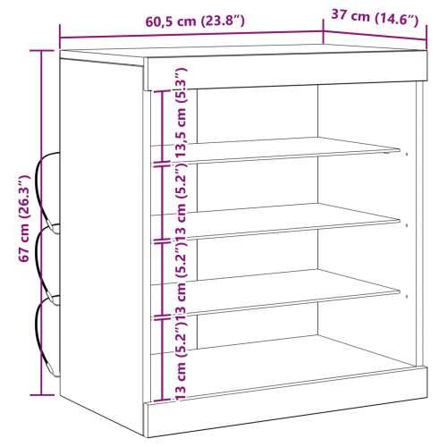 Sideboard s LED svjetlima Crni hrast 60,5x37x67 cm Cijena