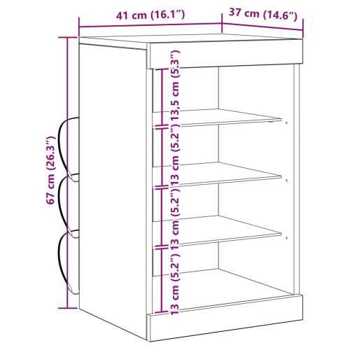 Komoda s LED svjetlima Stari drvo 41x37x67 cm Cijena
