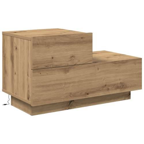 Noćni ormarić s LED svjetlima, zanatski hrast 100x36x49 cm Cijena