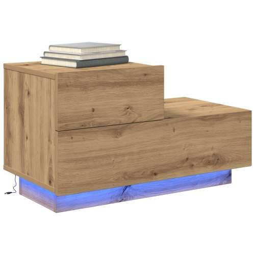 Noćni ormarić s LED svjetlima, zanatski hrast 100x36x49 cm Cijena