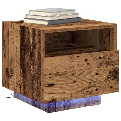 Noćni ormarići s LED svjetlima 2 kom Stari drvo 40x39x37 cm Cijena