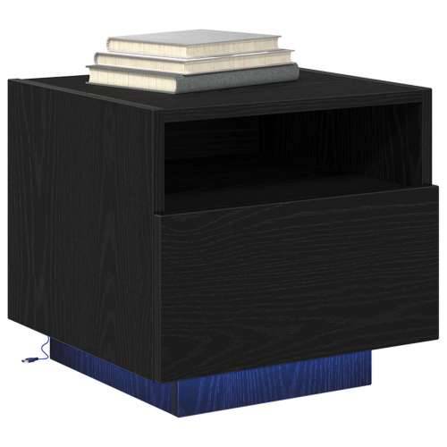 Noćni ormarić s LED svjetlima Crna hrast 40x39x37 cm Cijena