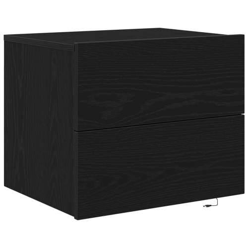 Noćni ormarić s LED rasvjetom zidni crni hrast 50x39x41 cm Cijena