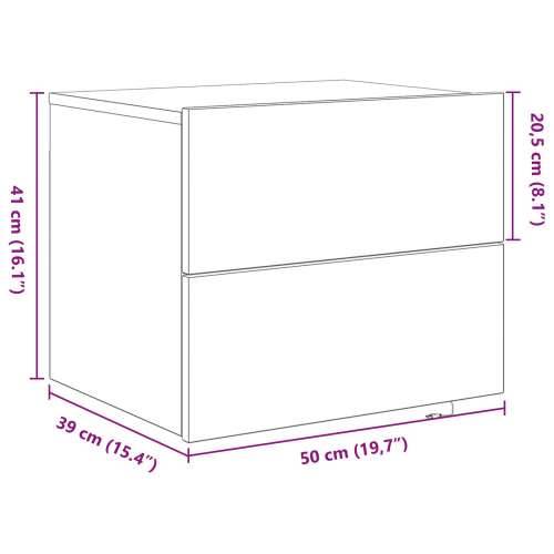 Noćni ormarić s LED rasvjetom zidni crni hrast 50x39x41 cm Cijena