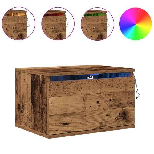 Noćni ormarić s LED-om zidno montiran od starog drveta 50x36x30 cm Cijena