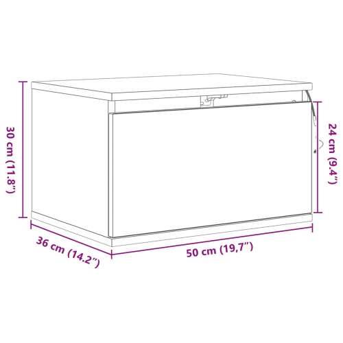 Noćni ormarić s LED-om zidno montiran od starog drveta 50x36x30 cm Cijena
