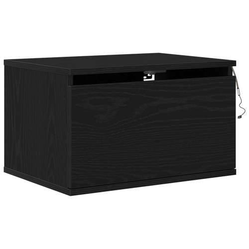 Noćni ormarić s LED osvjetljenjem zidno montiran Crni hrast 50x36x30 cm Cijena