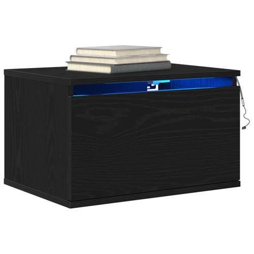 Noćni ormarić s LED osvjetljenjem zidno montiran Crni hrast 50x36x30 cm Cijena