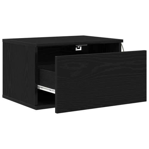 Noćni ormarić s LED osvjetljenjem zidno montiran Crni hrast 50x36x30 cm Cijena