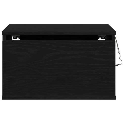 Noćni ormarić s LED osvjetljenjem zidno montiran Crni hrast 50x36x30 cm Cijena