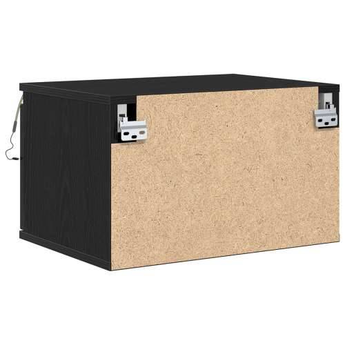 Noćni ormarić s LED osvjetljenjem zidno montiran Crni hrast 50x36x30 cm Cijena