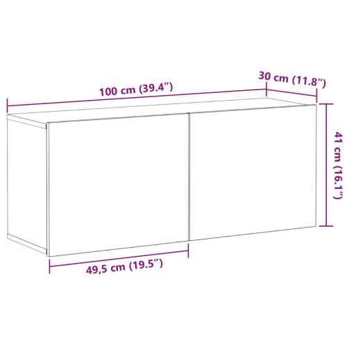 TV Zidna Kancelarija Crni Hrast 100x30x41 cm Konstruirano Drvo Cijena