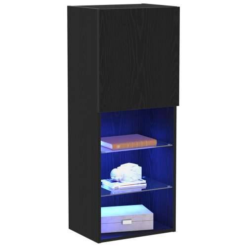 TV Cabinet s LED svjetlima Crni hrast 40,5x30x102 cm Cijena