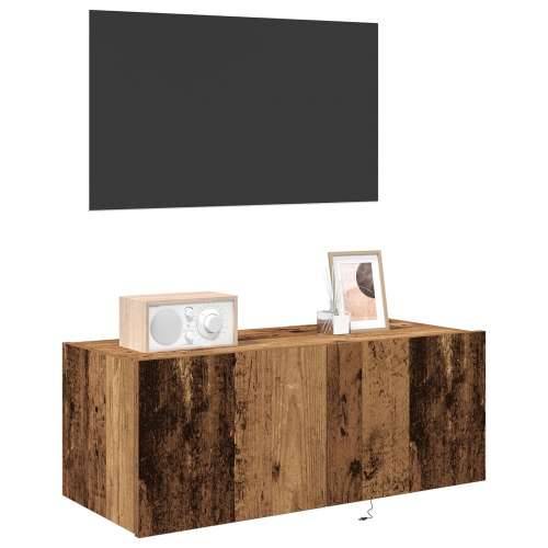 TV ormarić sa LED svjetlima Stari drvo 80x35x31 cm Cijena