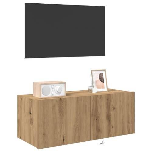 TV Zidni Kabinet s LED Osvjetljenjem, Umjetni Hrast 80x35x31 cm Cijena