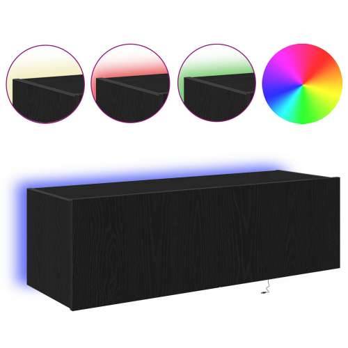 TV zidni ormar s LED svjetlima Crni hrast 100x35x31 cm Cijena