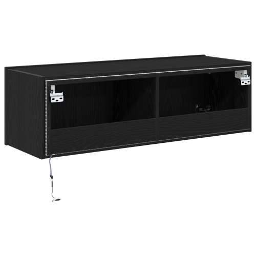 TV zidni ormar s LED svjetlima Crni hrast 100x35x31 cm Cijena