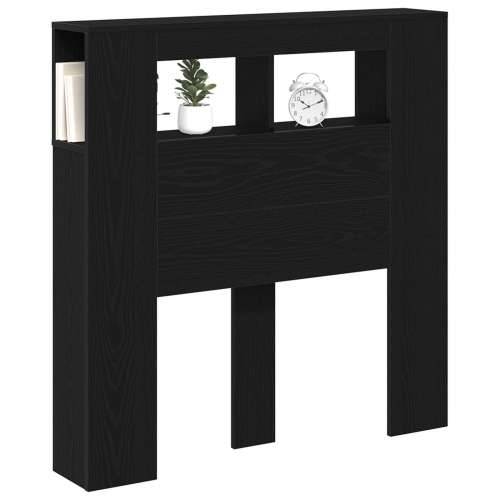 Uzglavlje za pohranu s LED svjetlima Crni hrast 100x18,5x103,5 cm Cijena