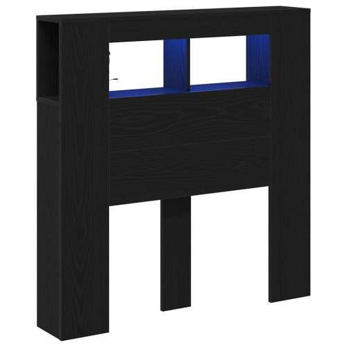 Uzglavlje za pohranu s LED svjetlima Crni hrast 100x18,5x103,5 cm Cijena