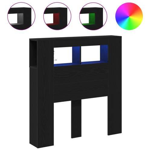 Uzglavlje za pohranu s LED svjetlima Crni hrast 100x18,5x103,5 cm Cijena