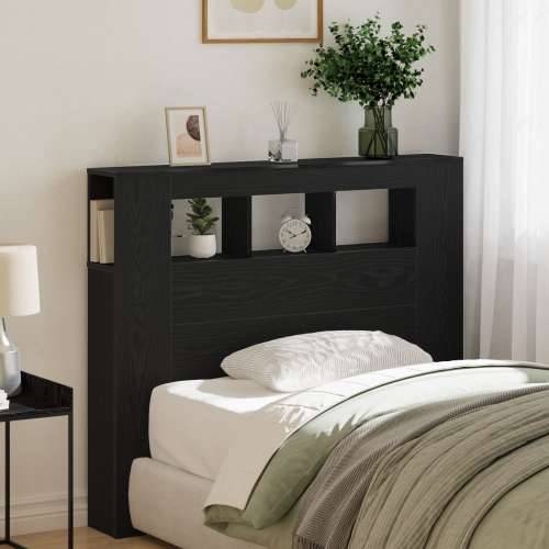 Storage Headboard s LED svjetlima Crni hrast 120x18,5x103,5 cm Cijena