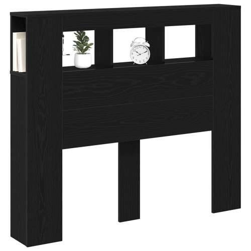 Storage Headboard s LED svjetlima Crni hrast 120x18,5x103,5 cm Cijena