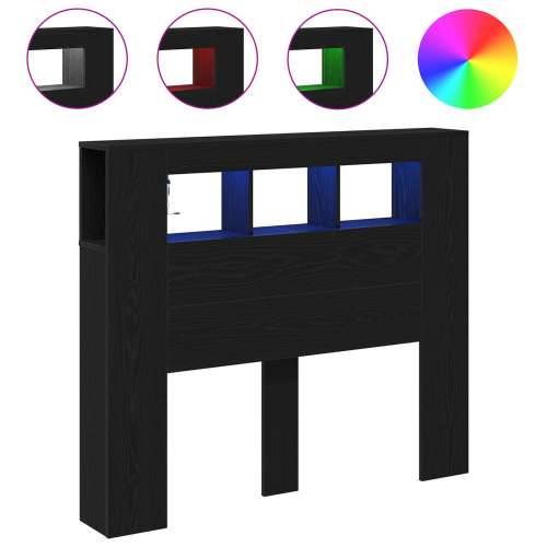 Storage Headboard s LED svjetlima Crni hrast 120x18,5x103,5 cm Cijena