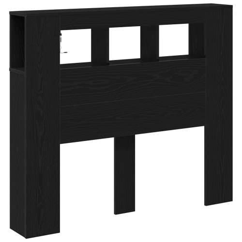 Storage Headboard s LED svjetlima Crni hrast 120x18,5x103,5 cm Cijena