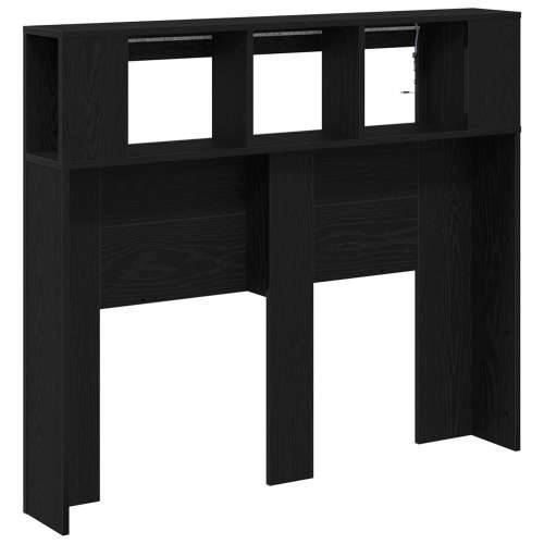 Storage Headboard s LED svjetlima Crni hrast 120x18,5x103,5 cm Cijena