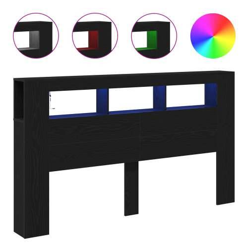 Glava kreveta za pohranu s LED svjetlima Crna hrastovina 180x18,5x103,5 cm Cijena
