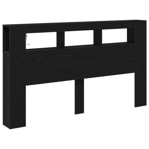 Glava kreveta za pohranu s LED svjetlima Crna hrastovina 180x18,5x103,5 cm Cijena