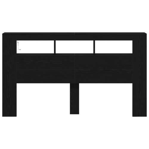 Glava kreveta za pohranu s LED svjetlima Crna hrastovina 180x18,5x103,5 cm Cijena