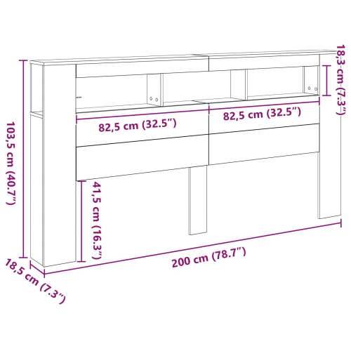Skladišna uzhead sa LED svjetlima Crna hrast 200x18,5x103,5 cm Cijena