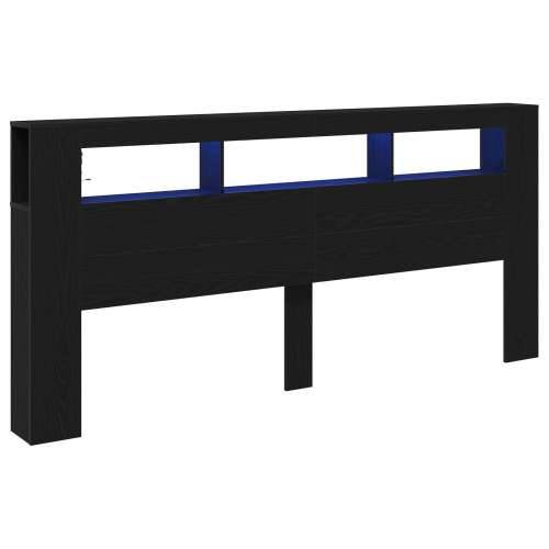 Uređaj za pohranu s uzglavljem i LED svjetlima Crna hrastovina 220x18,5x103,5 cm Cijena